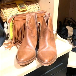 Brown leather boots